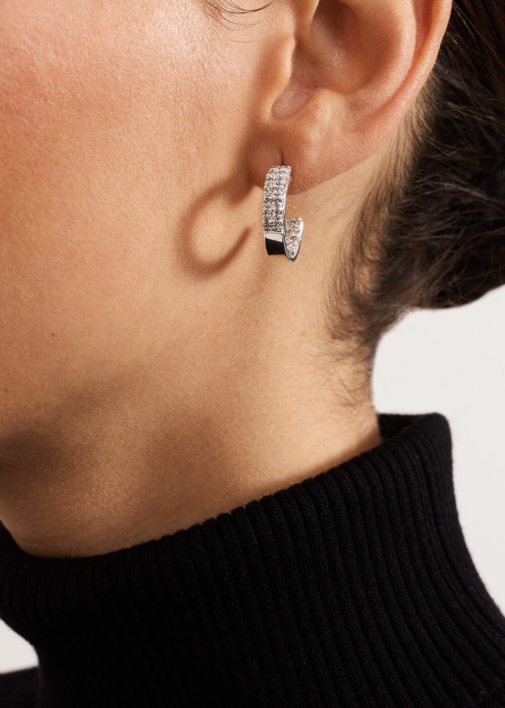 Crystal Mini Hoops Silver