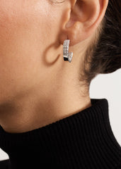 Crystal Mini Hoops Silver