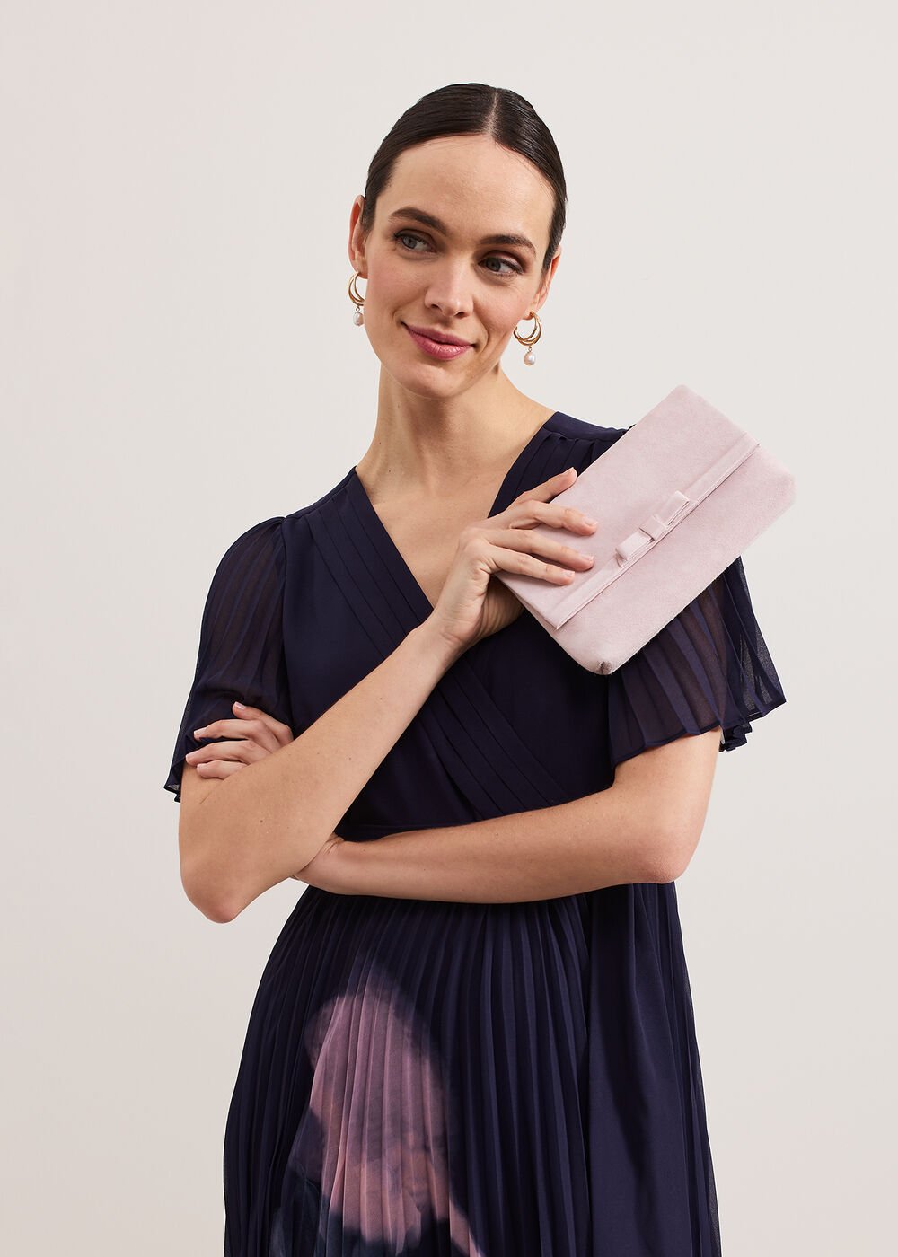 Grosgrain Bow Clutch Pink