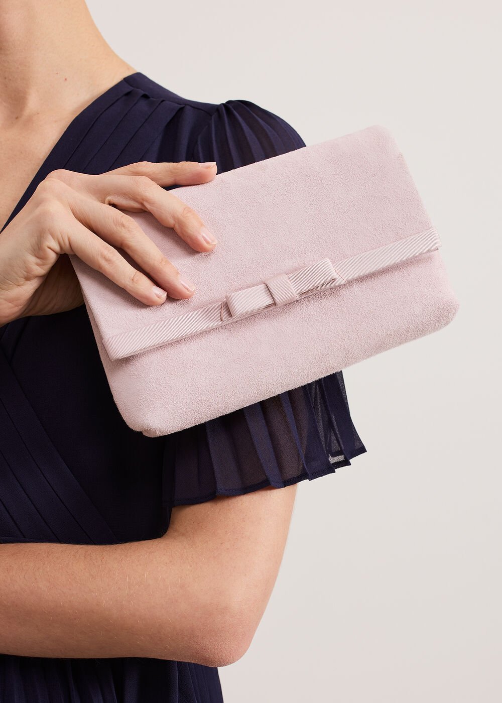Grosgrain Bow Clutch Pink