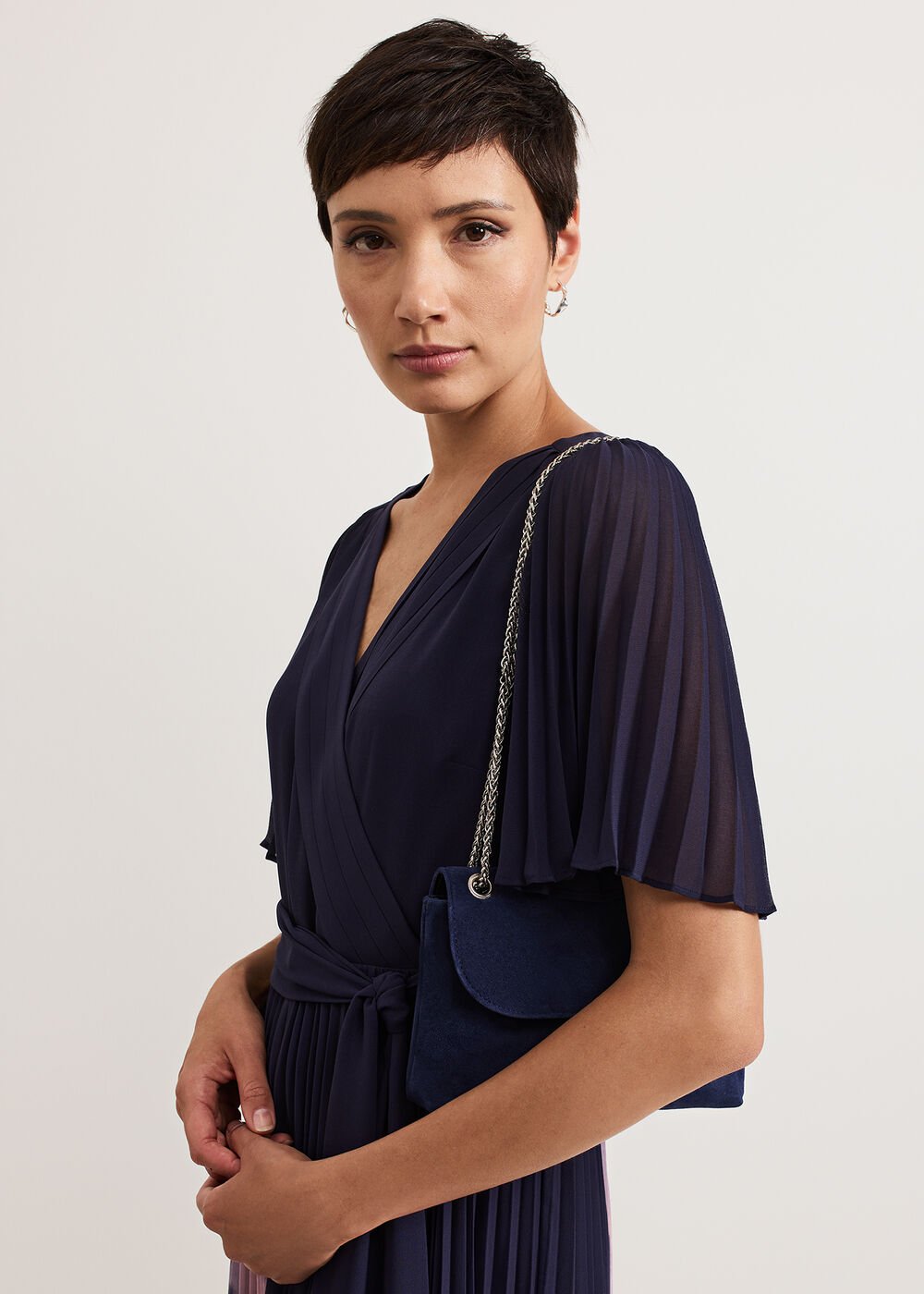 Navy Suede Clutch Navy