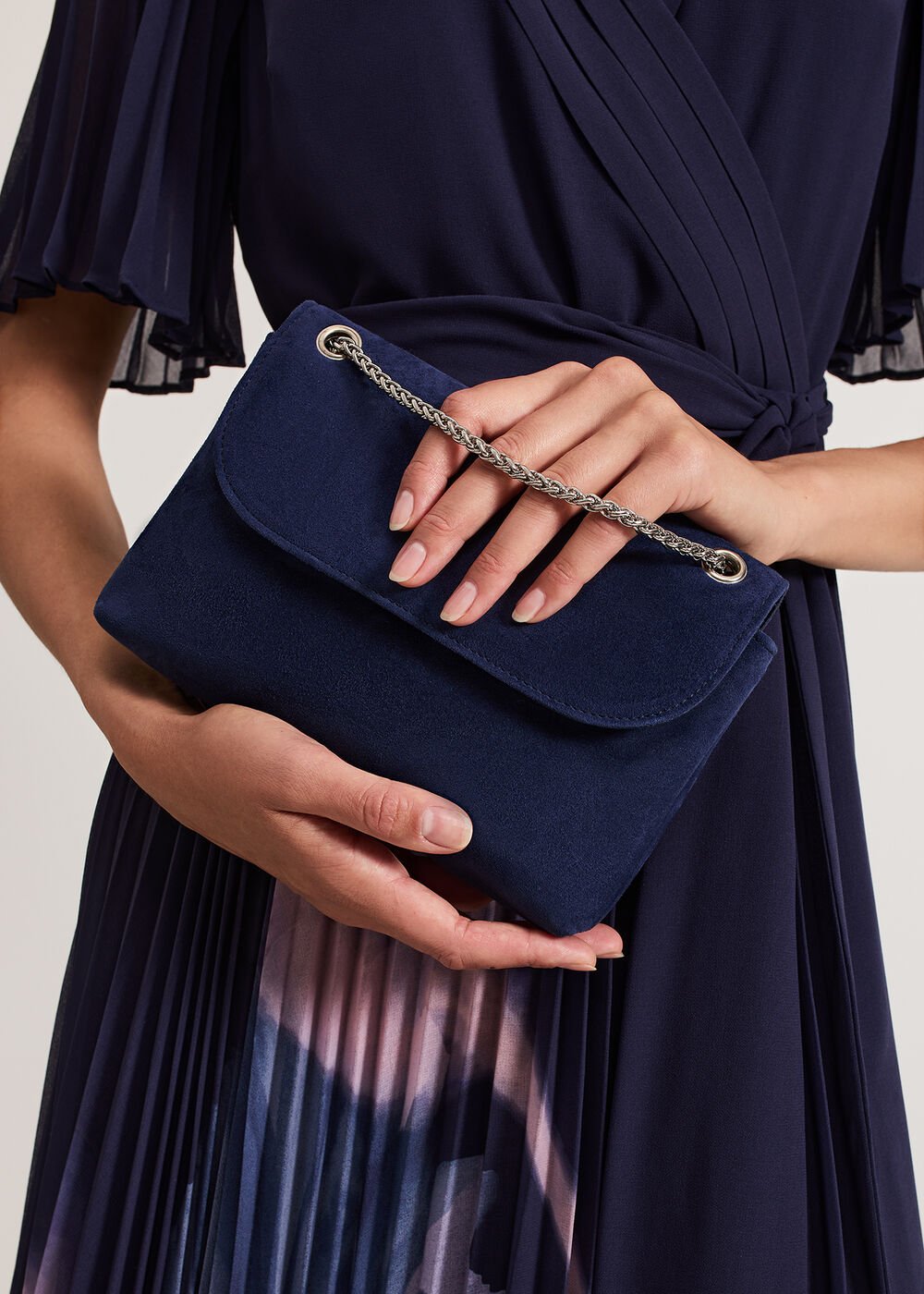 Navy Suede Clutch Navy