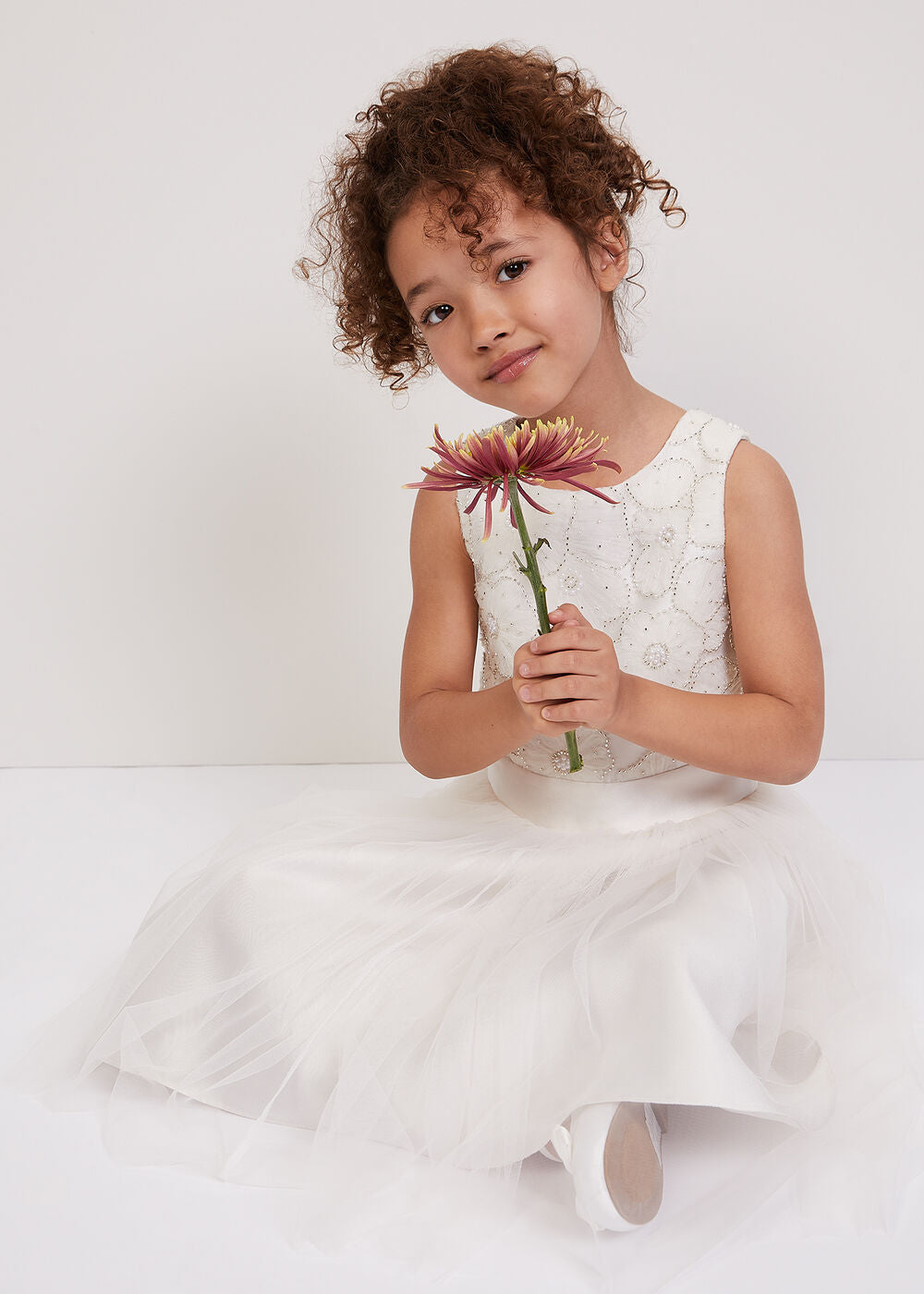 Iris Beaded Dress Ivory