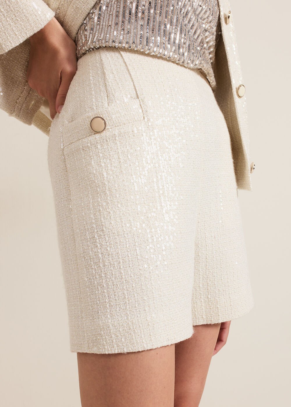 Ripley Sequin Short White