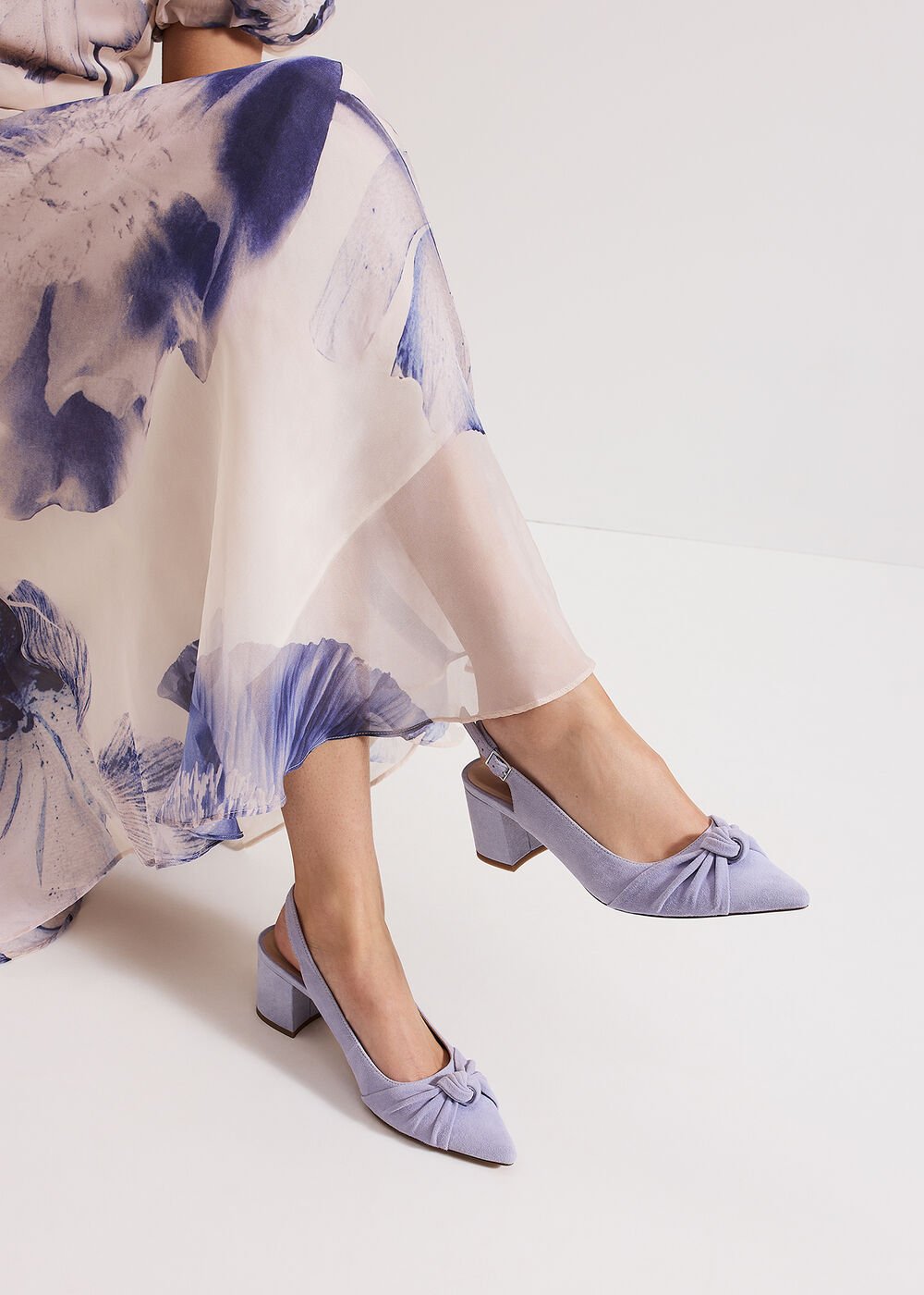 Knot Block Heel Pale Blue