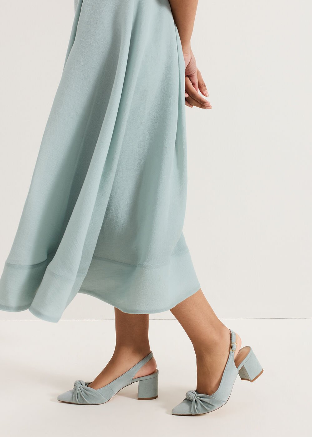 Knot Block Heel Pale Green