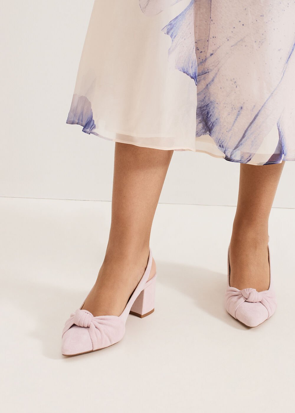 Knot Block Heel Antique Rose