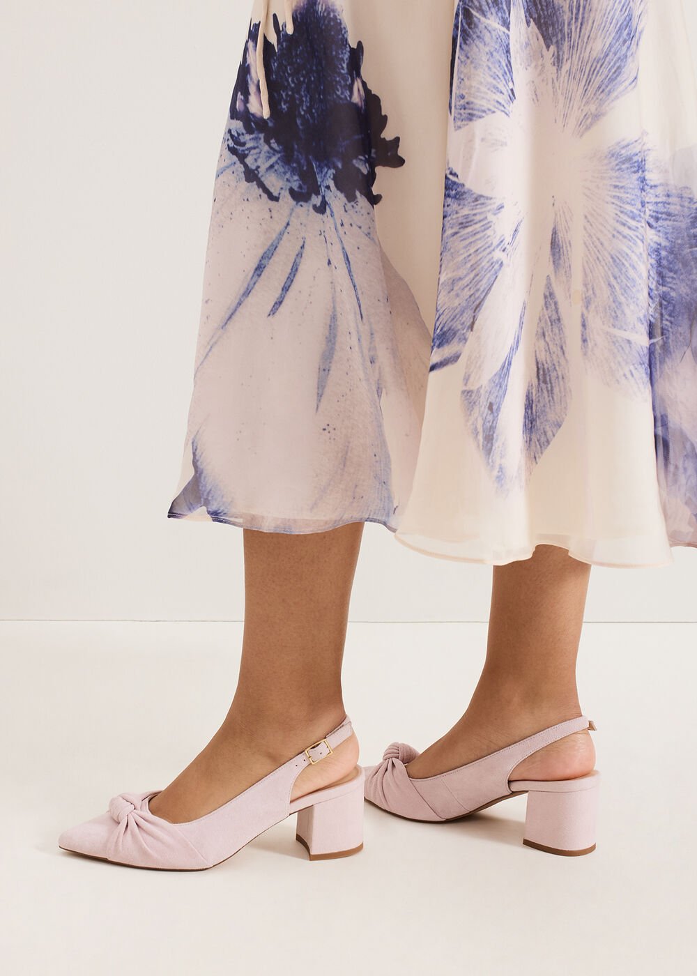 Knot Block Heel Antique Rose