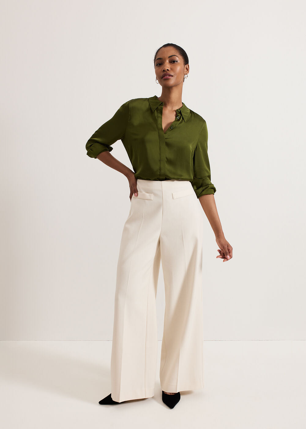 Elodie Wool Trouser White