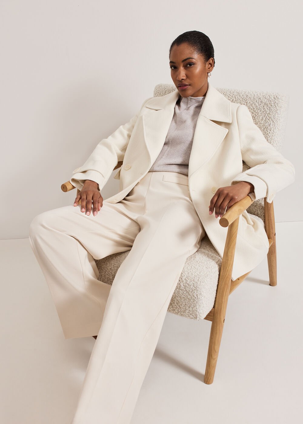 Elodie Wool Trouser White