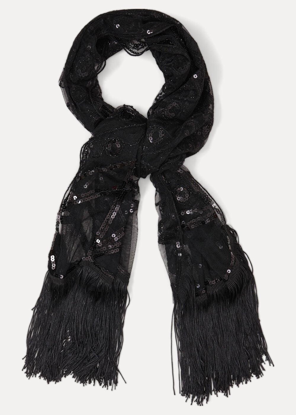 Black Beaded Scarf Black
