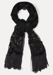 Black Beaded Scarf Black