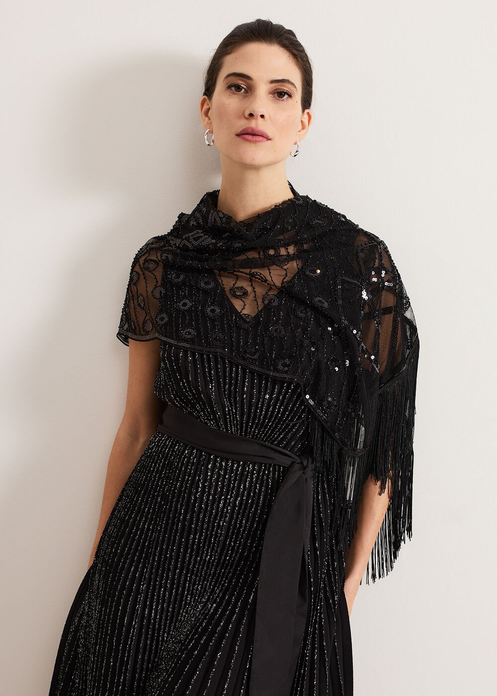 Black Beaded Scarf Black