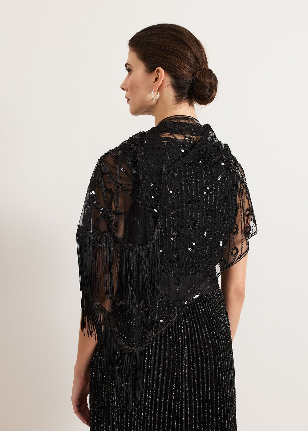 Black Beaded Scarf Black
