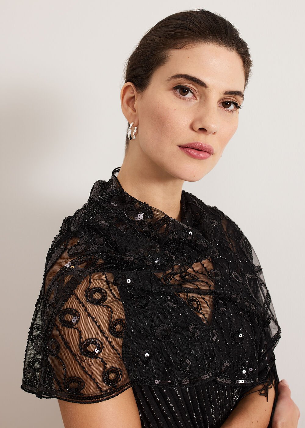 Black Beaded Scarf Black