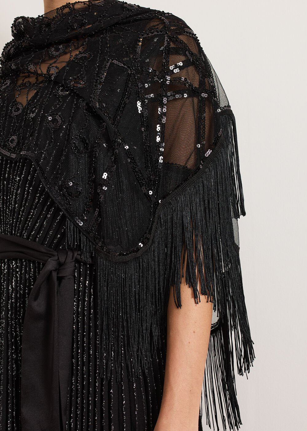 Black Beaded Scarf Black