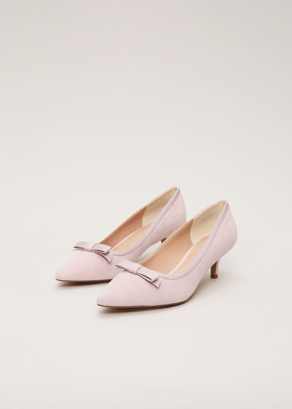 Pink Bow Kitten Court Shoe Antique Rose