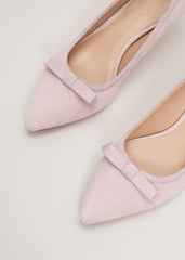 Pink Bow Kitten Court Shoe Antique Rose