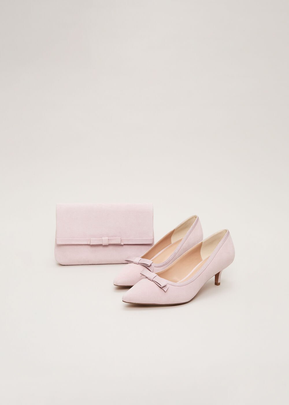 Pink Bow Kitten Court Shoe Antique Rose