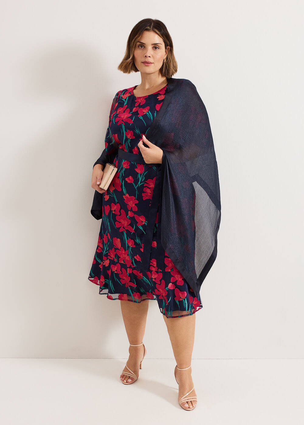 Satin Trim Scarf Navy