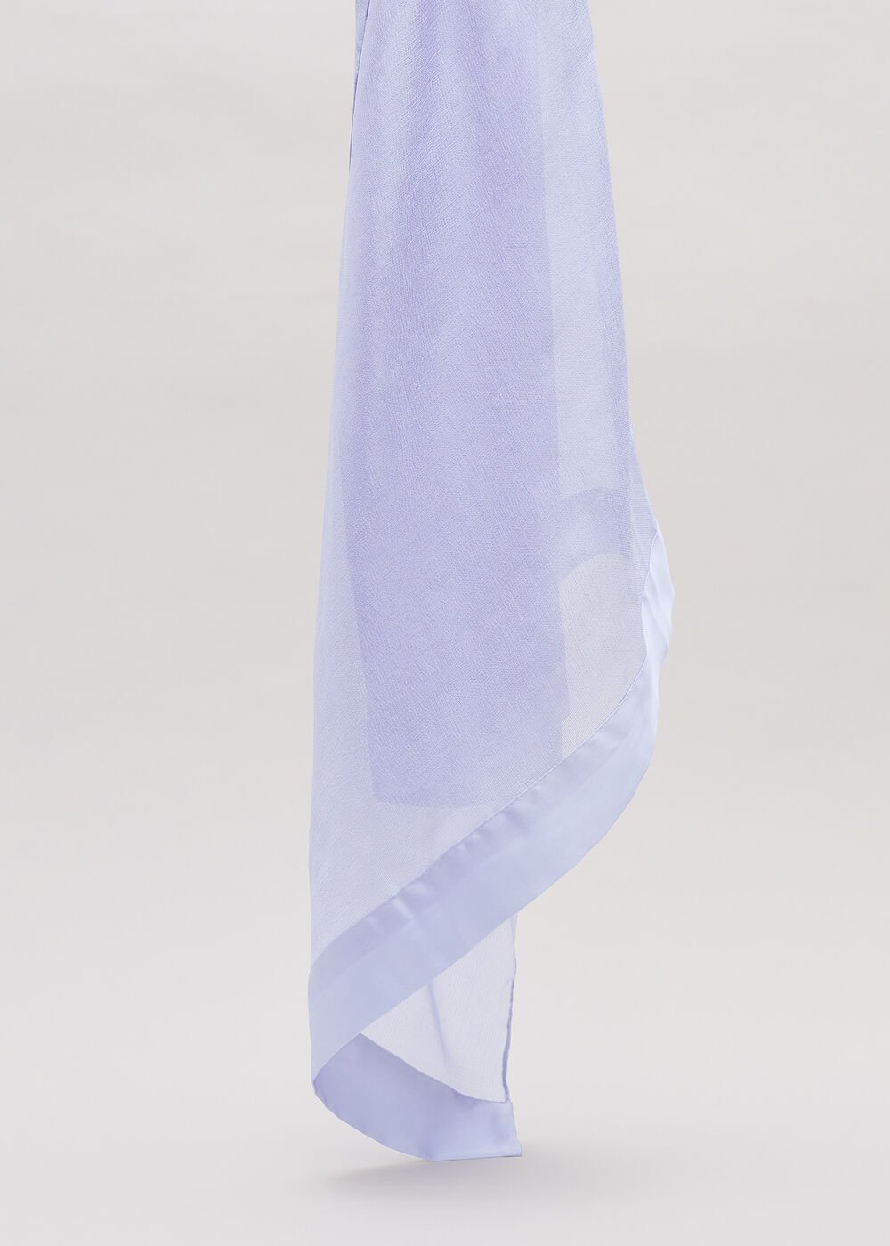 Satin Trim Scarf Pale Blue