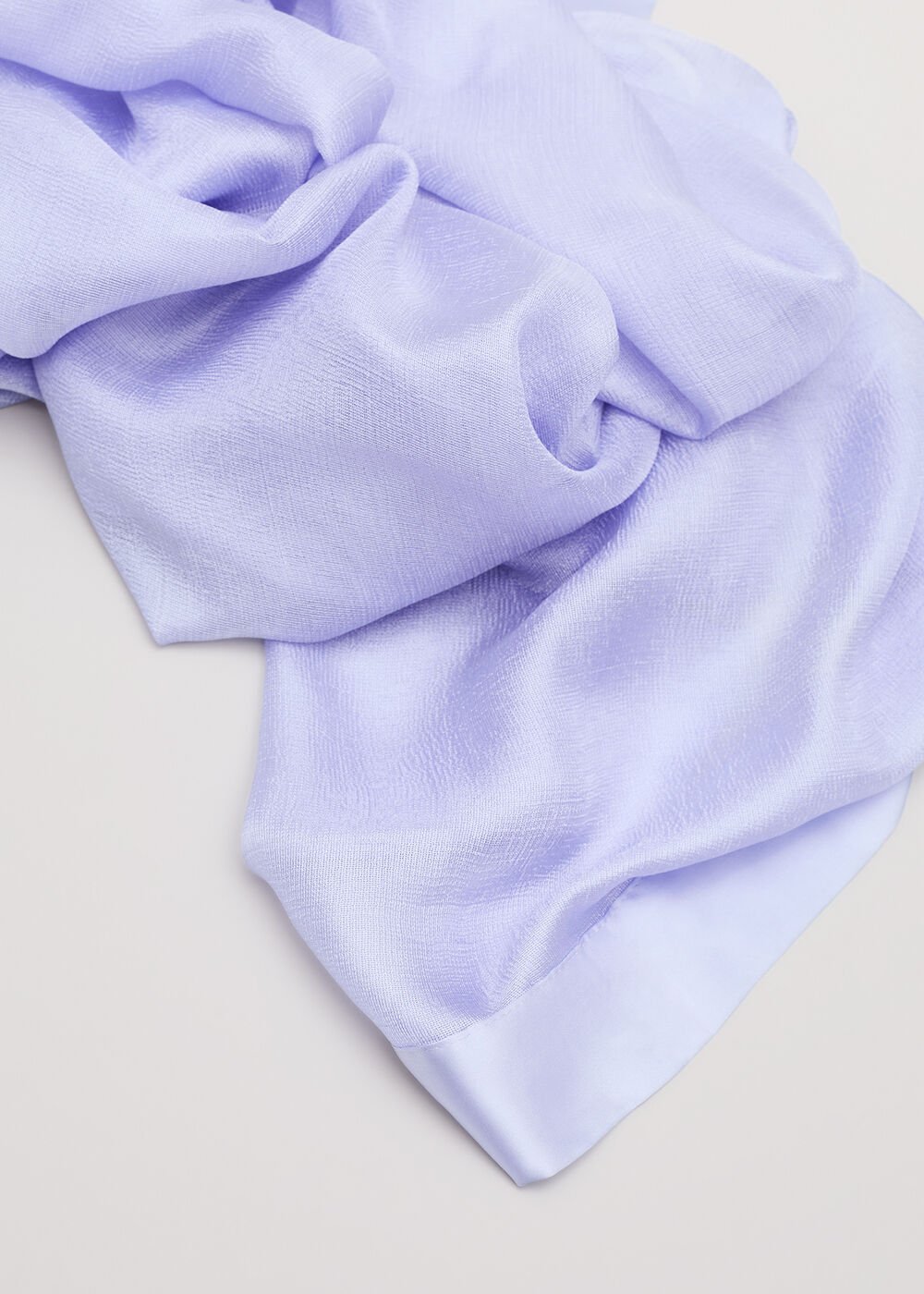 Satin Trim Scarf Pale Blue