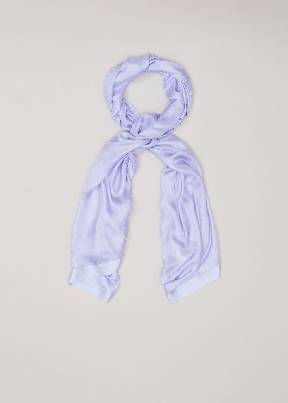 Satin Trim Scarf Pale Blue