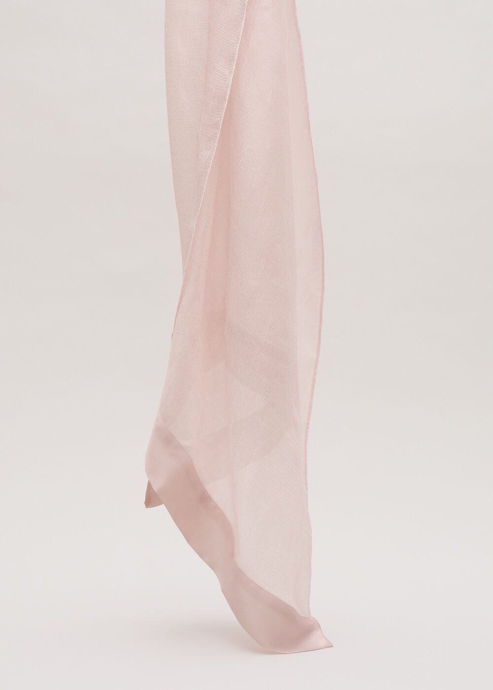 Satin Trim Scarf Pale Pink