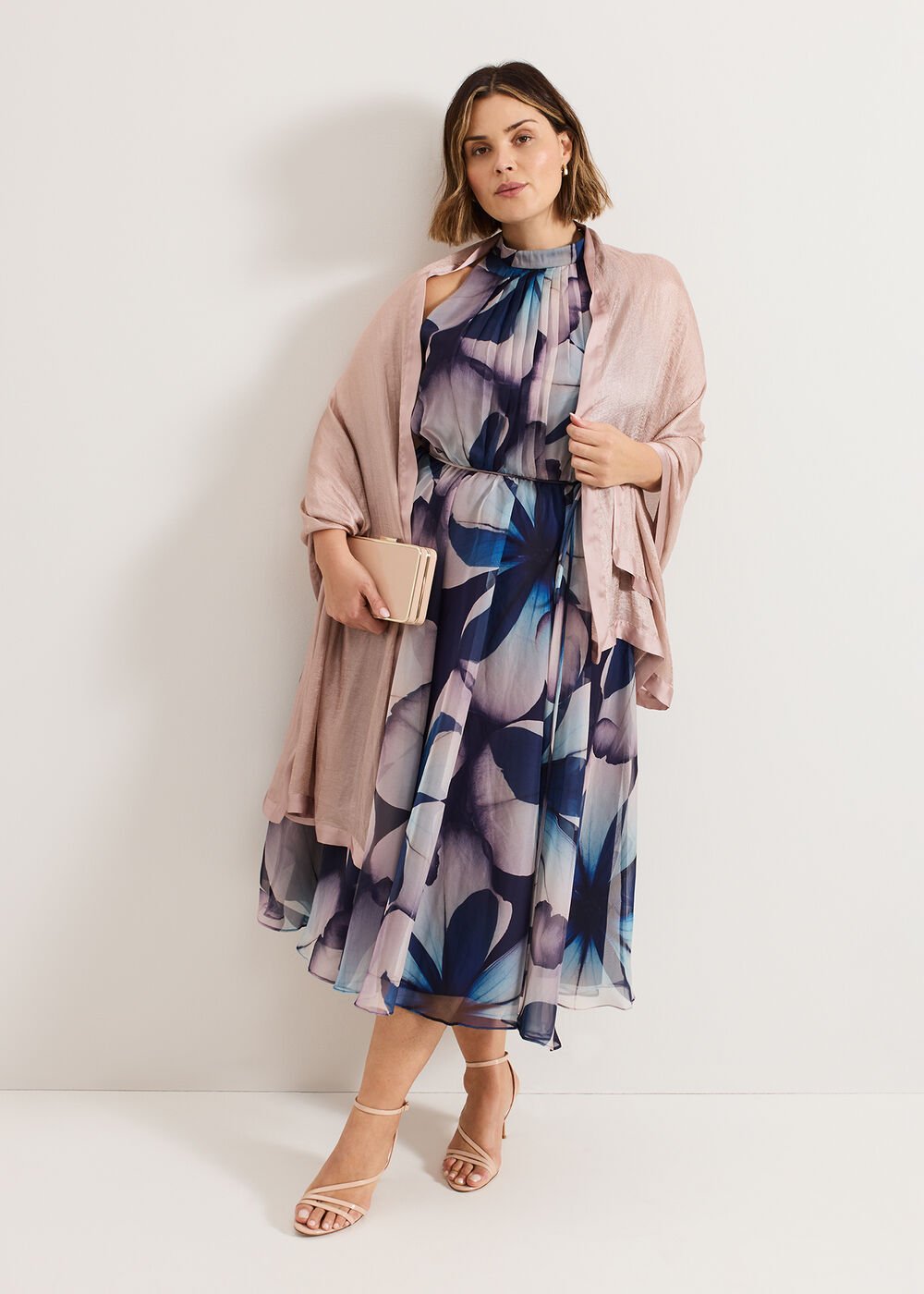 Satin Trim Scarf Pale Pink