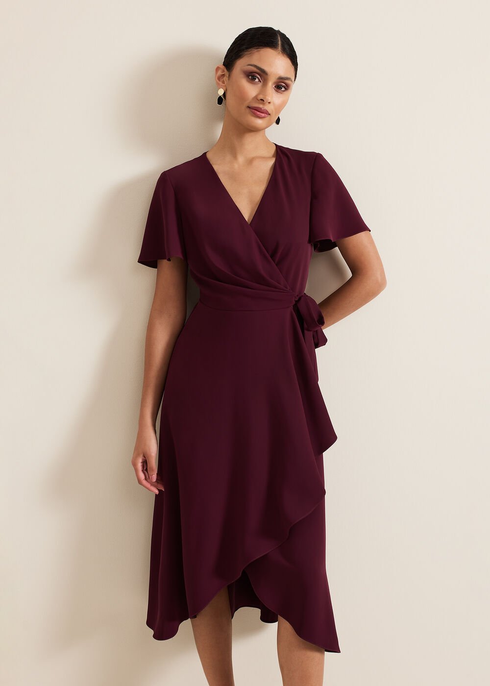 Julissa Wrap Dress Burgundy