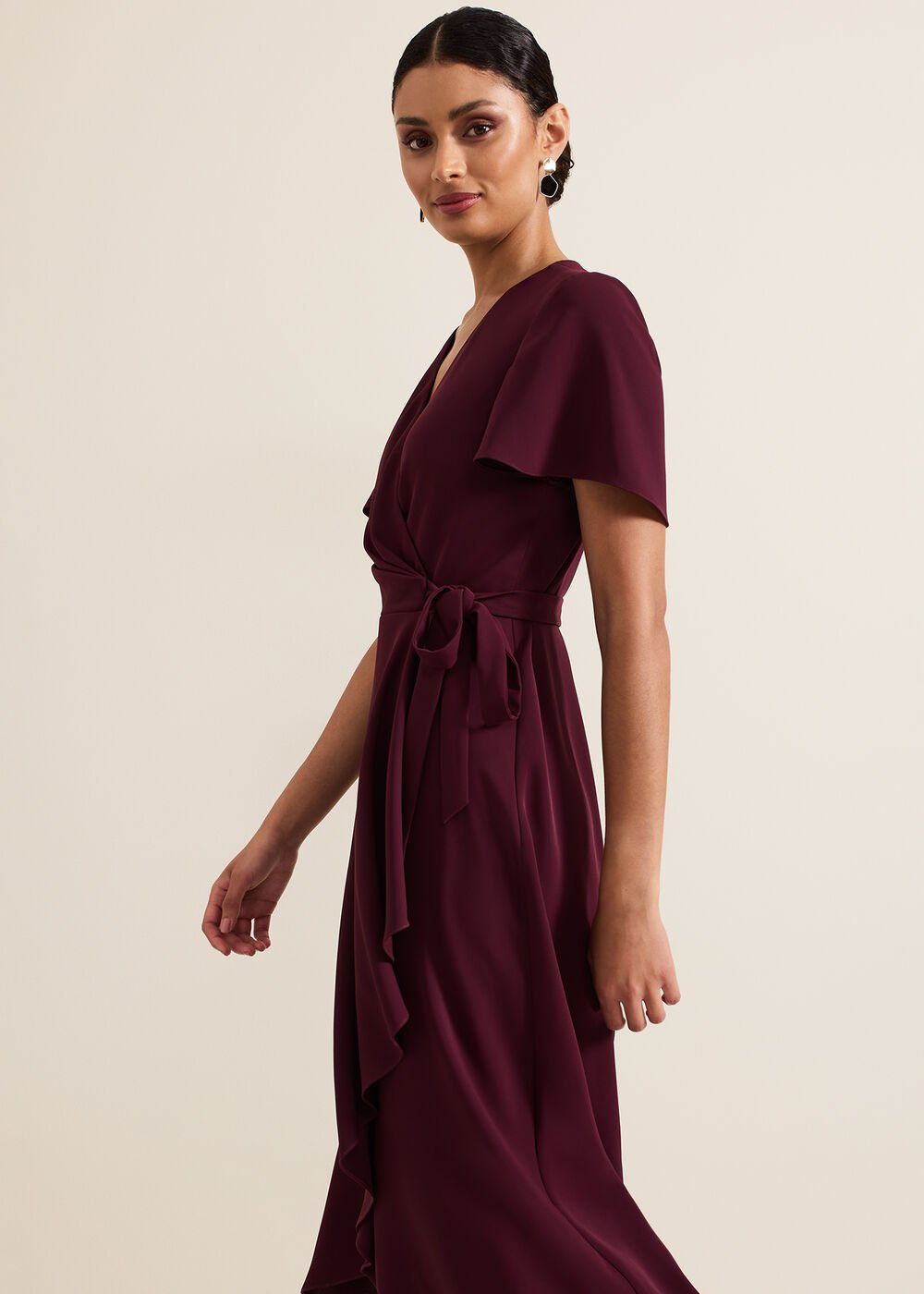 Julissa Wrap Dress Burgundy
