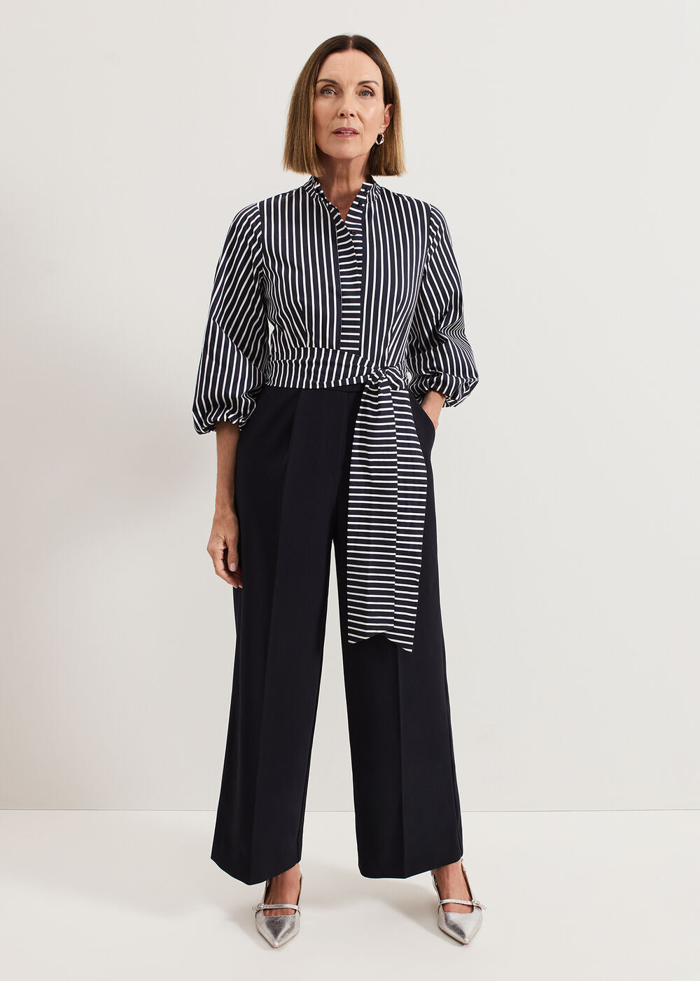 Bree Stripe Jumpsuit Navy
