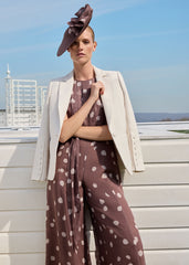 Maxine Spot Chiffon Jumpsuit Latte