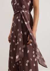 Maxine Spot Chiffon Jumpsuit Latte