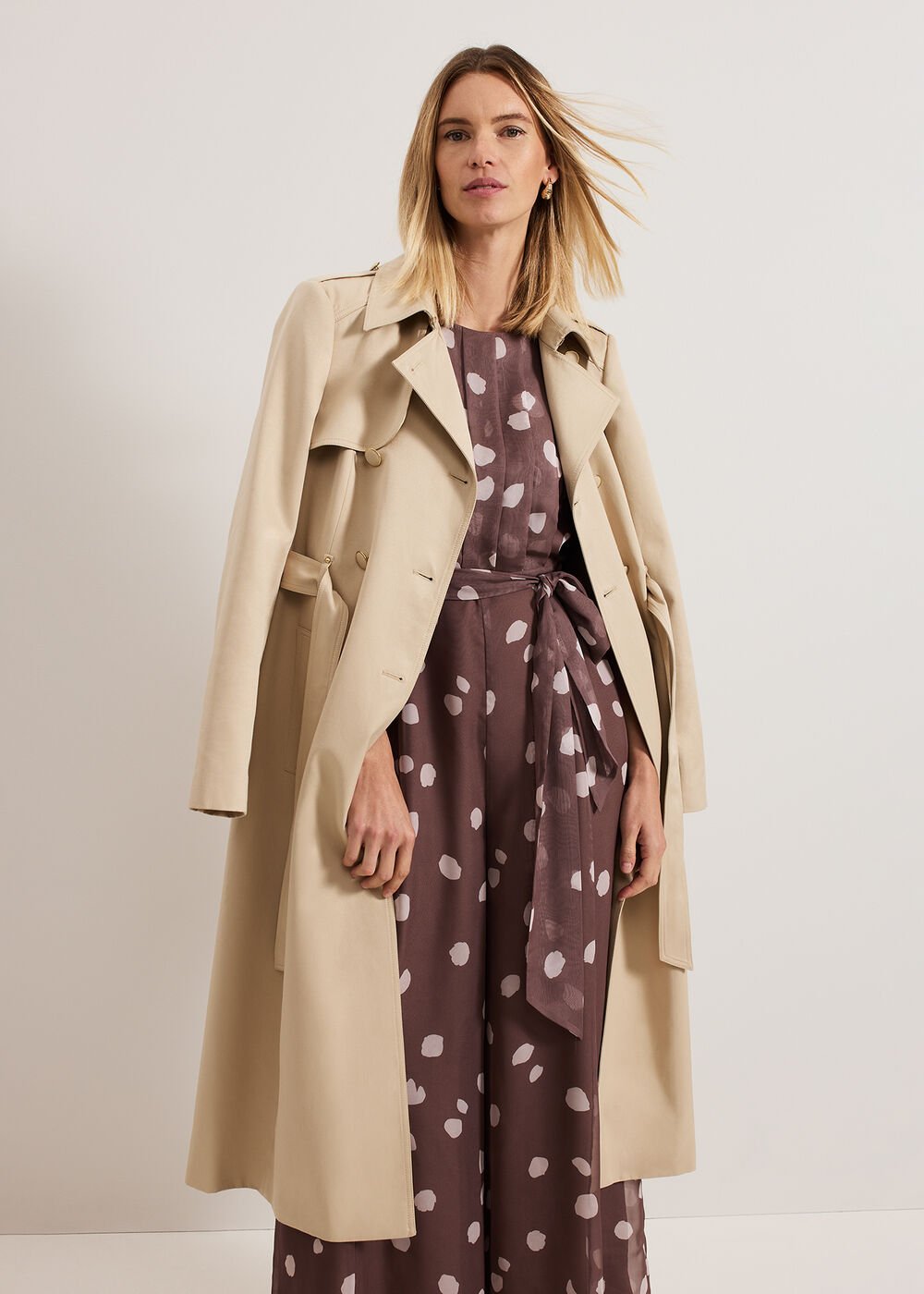 Maxine Spot Chiffon Jumpsuit Latte