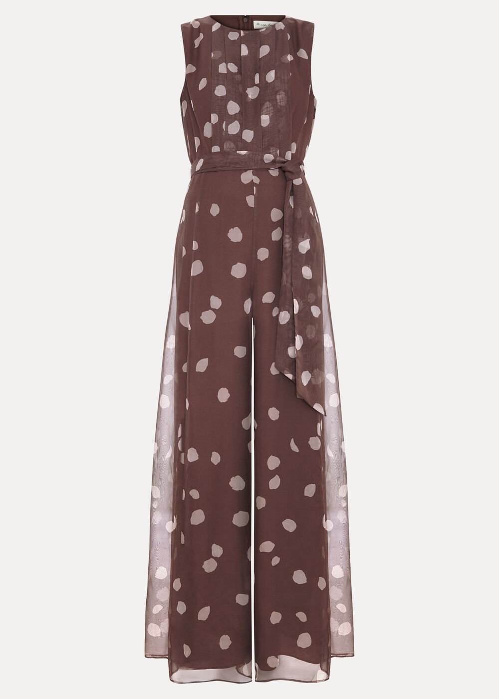 Maxine Spot Chiffon Jumpsuit Latte