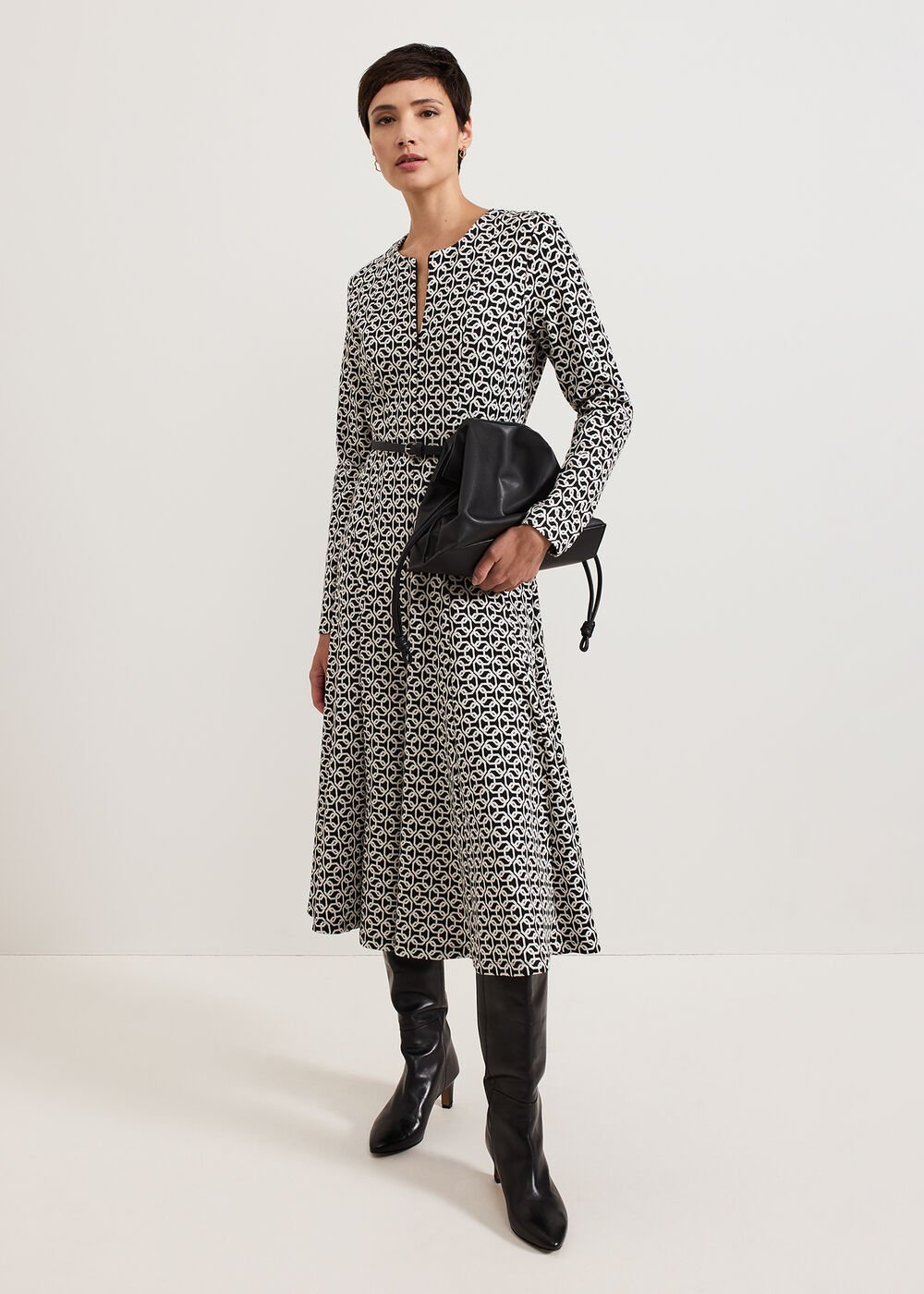 Eleni Midi Dress Black/Ivory