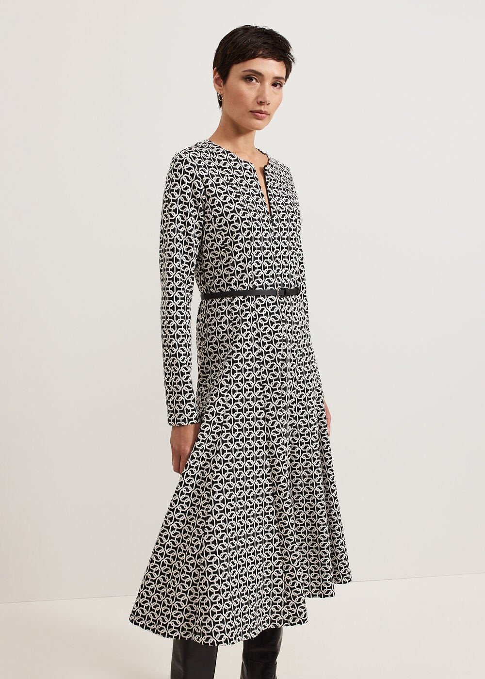 Eleni Midi Dress Black/Ivory