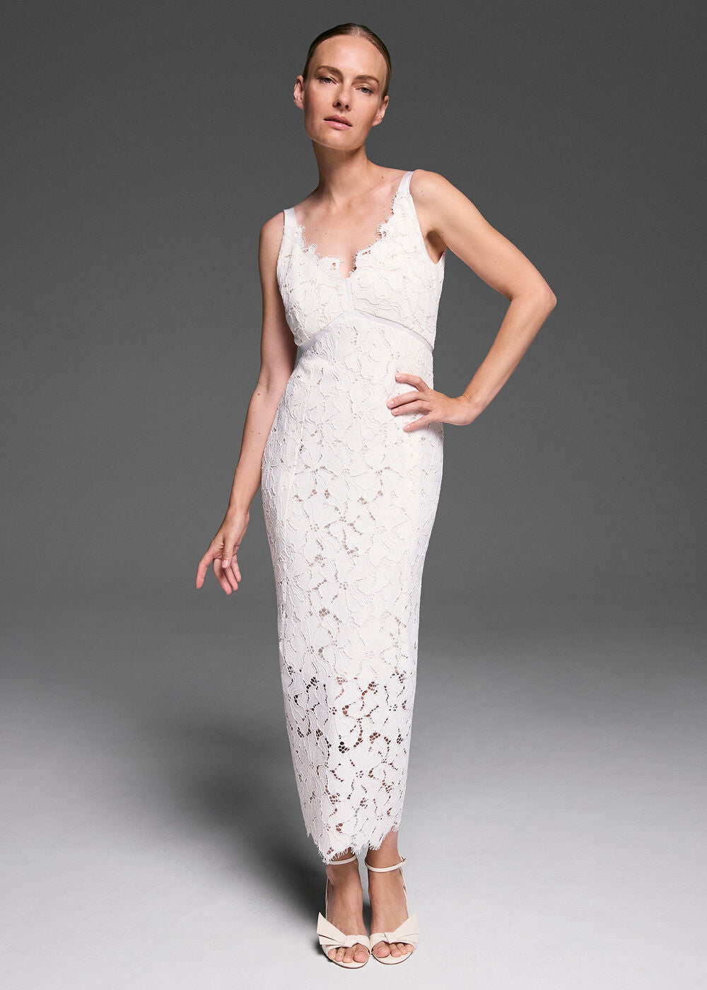 Gracie Lace Midi Dress Ivory