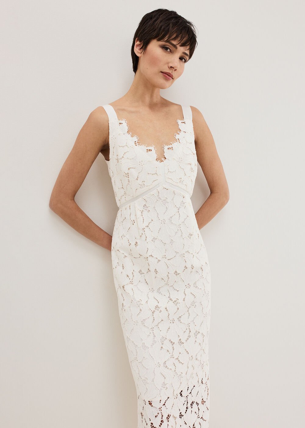 Gracie Lace Midi Dress Ivory