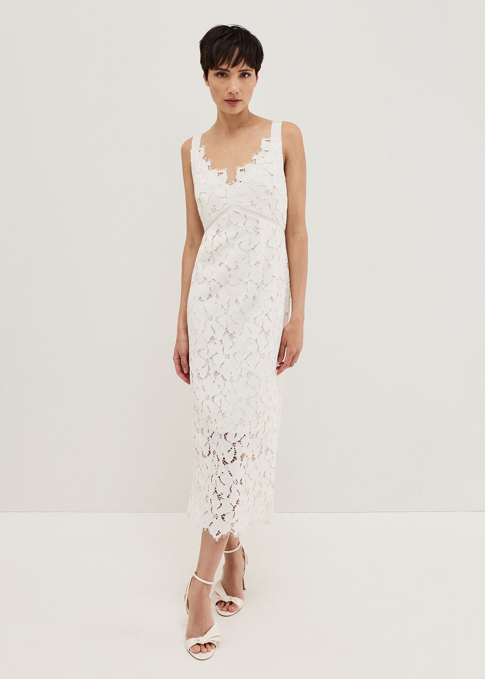 Gracie Lace Midi Dress Ivory