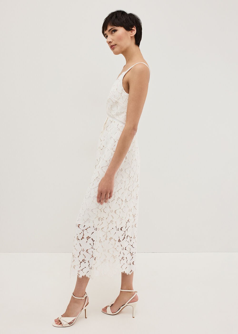 Gracie Lace Midi Dress Ivory