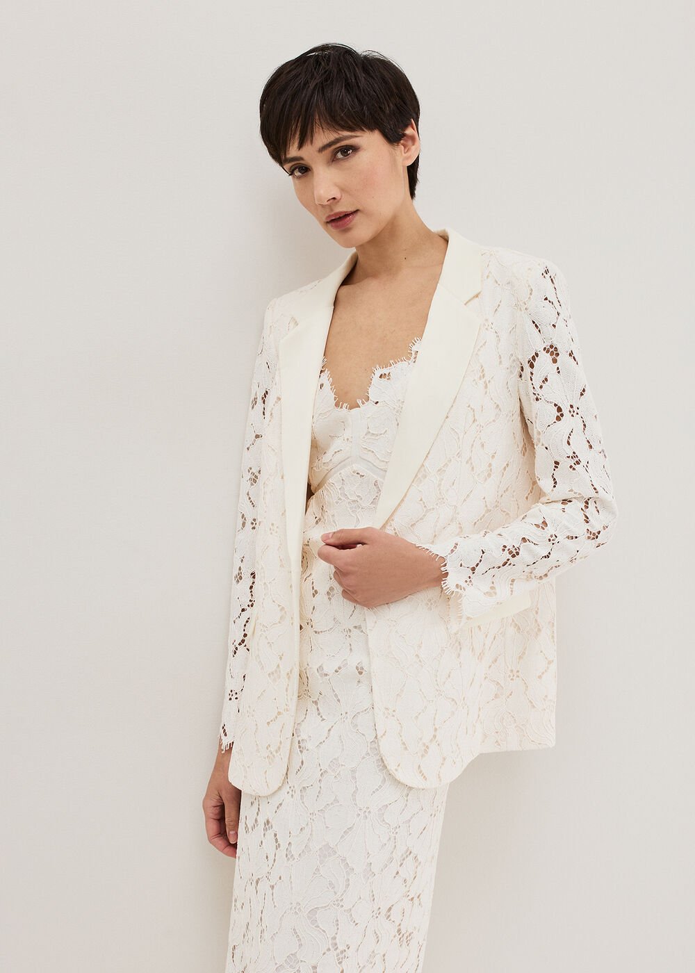 Gracie Lace Blazer Ivory