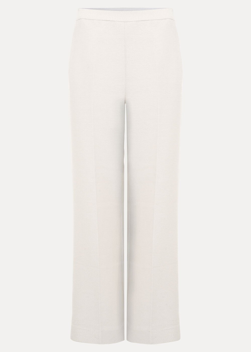 Bridgette Cream Textured Wide Leg Trousers Ivory