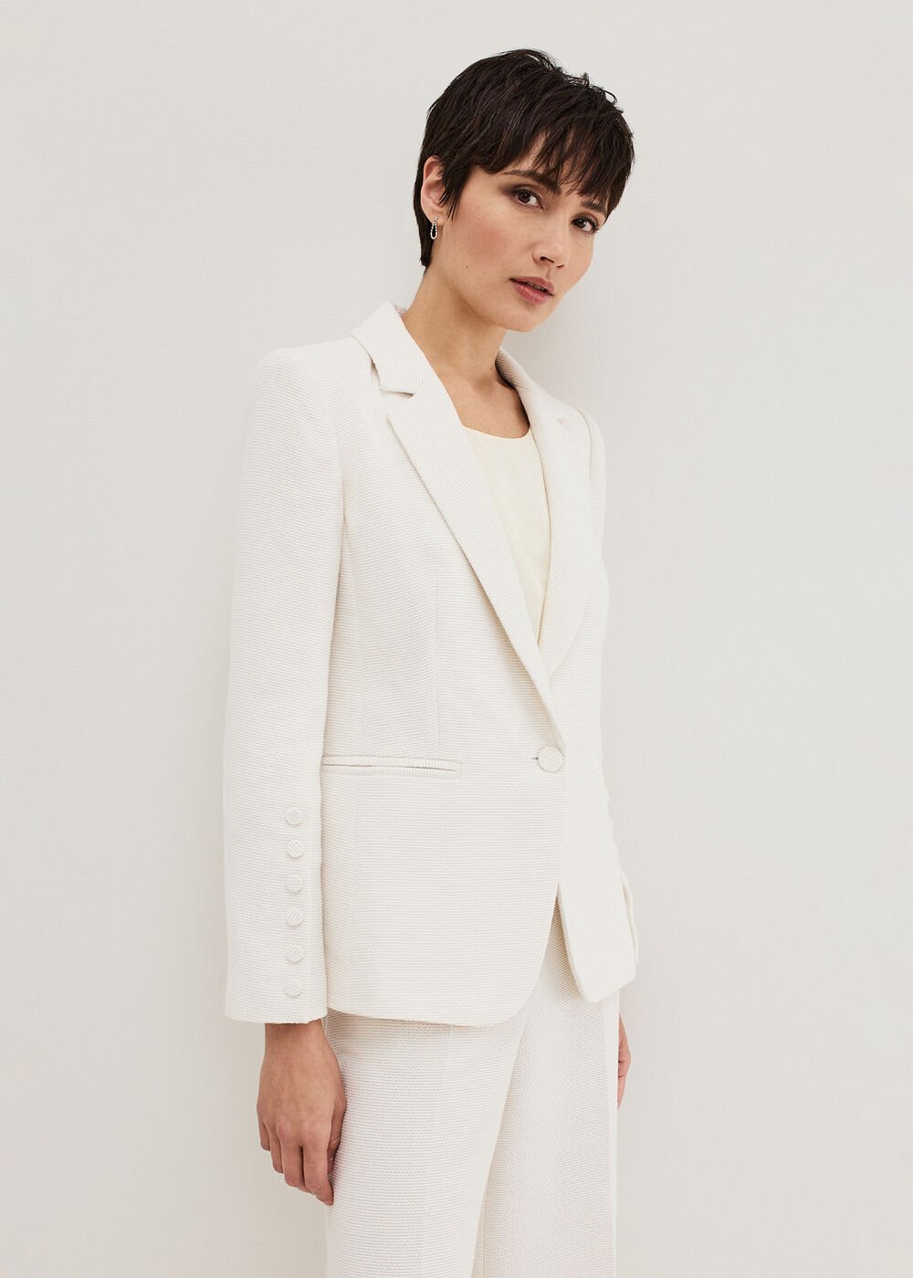 Bridgette Cream Textured Blazer Ivory