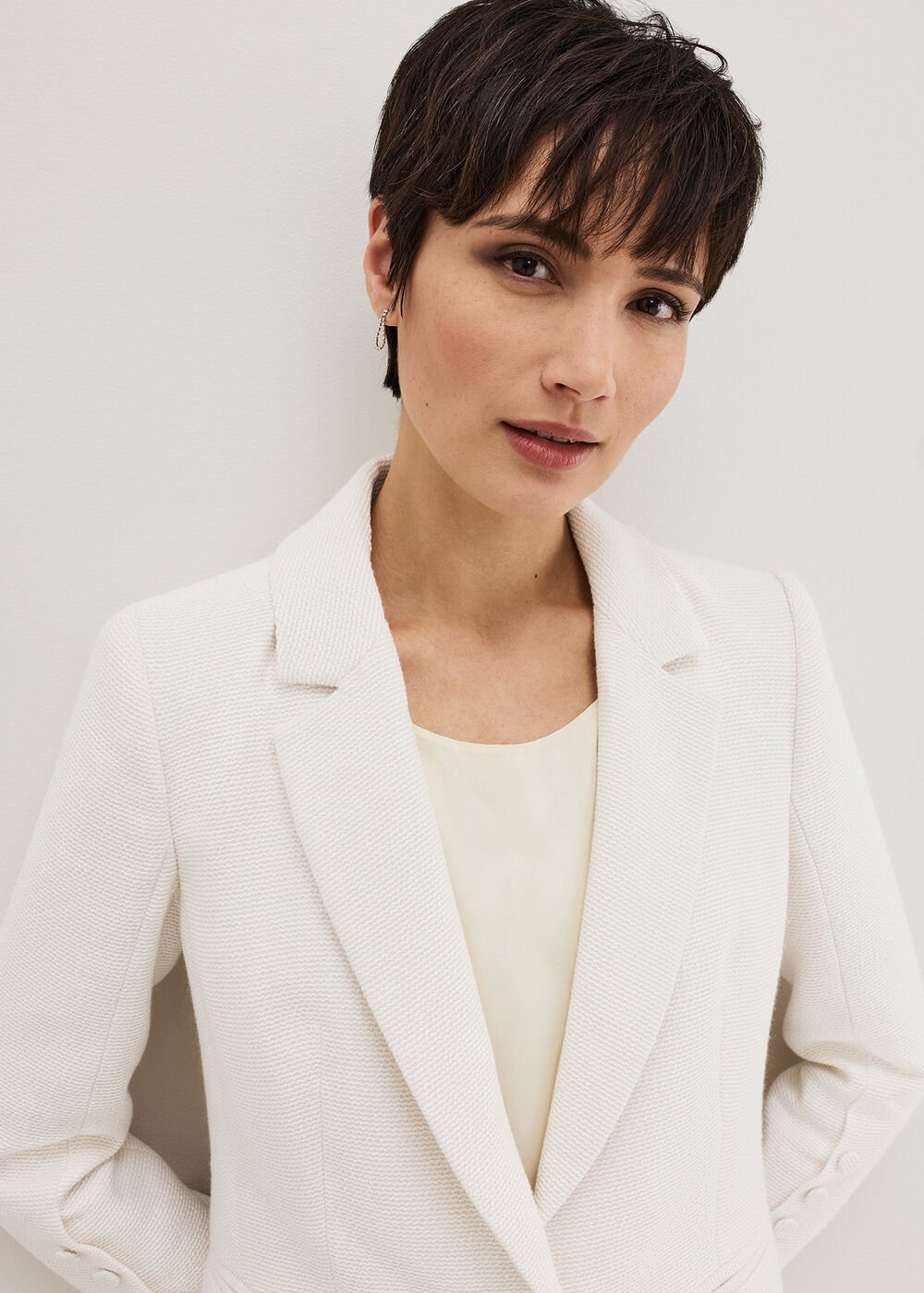 Bridgette Cream Textured Blazer Ivory