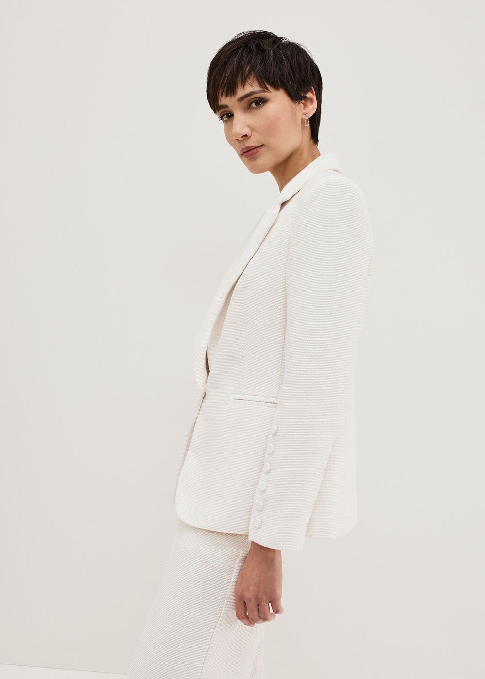 Bridgette Cream Textured Blazer Ivory