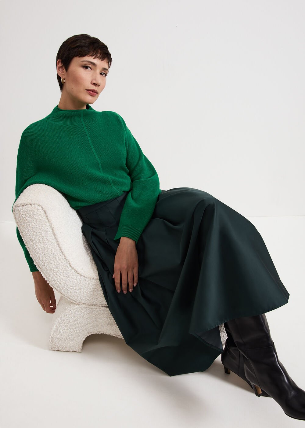 Susie Pleated Skirt Dark Green