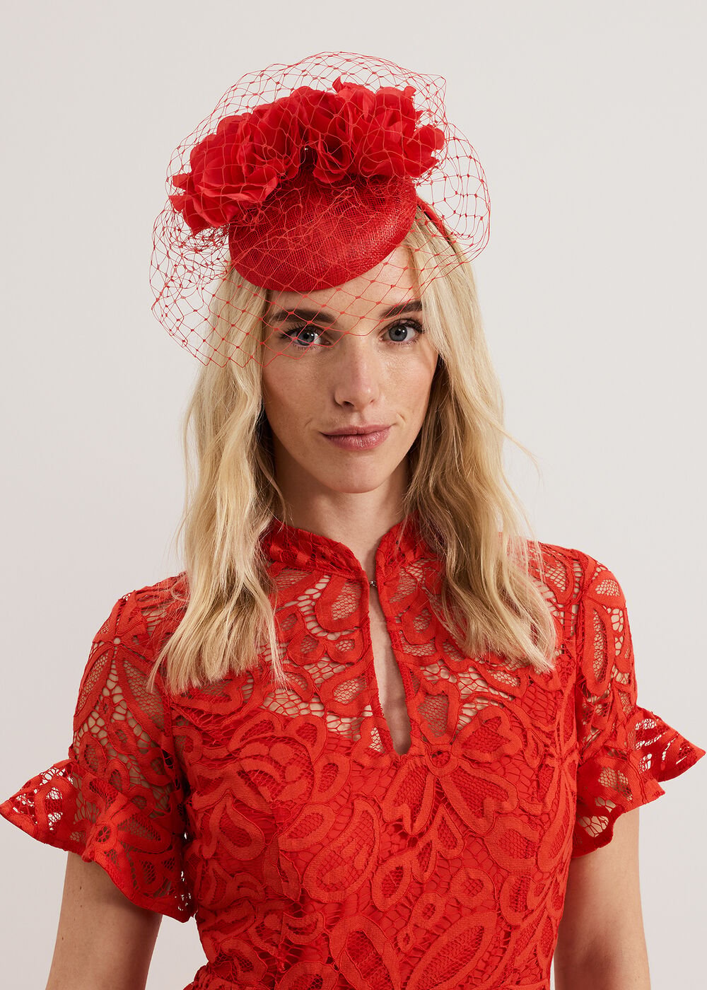 Red Flower Pillbox Red