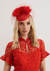 Red Flower Pillbox Red